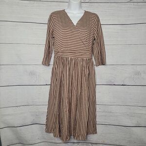 Women's Cross Front Striped Dress Medium